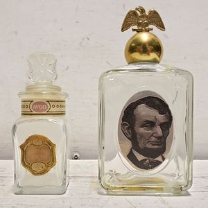 2 Vintage Avon glass bottles cologne & powder collectible